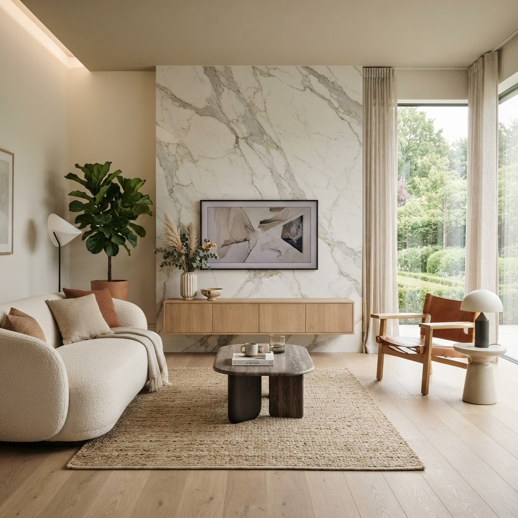 Mermer Görünümlü Panellerle 2025 İç Mekan Trendleri